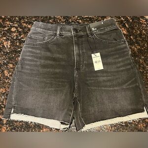 express midi high rise denim shorts